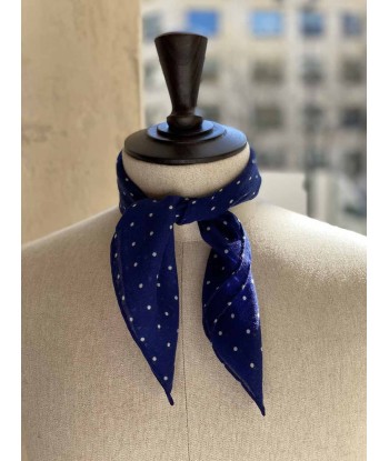 Foulard cachemire bleu roi à pois blancs - BEGG & Co Jusqu'à 80% De Réduction