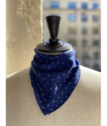 Foulard cachemire bleu roi à pois blancs - BEGG & Co Jusqu'à 80% De Réduction