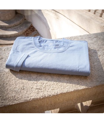 T-shirt "GIZA" coton Bleu denim - FEDELI le concept de la Pate a emporter 