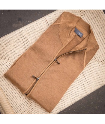 Gilet zippé laine mérinos camel shop