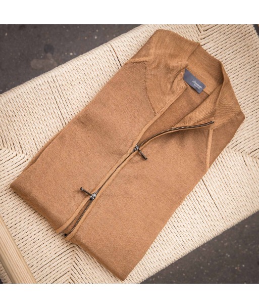 Gilet zippé laine mérinos camel shop