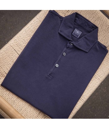 Polo manches courtes piqué de coton bleu marine outlet