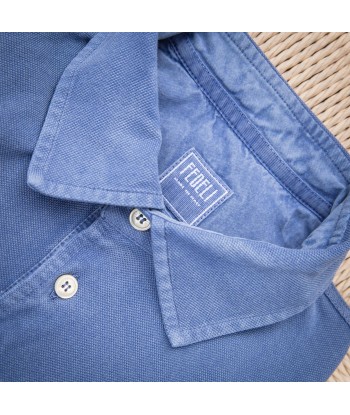 Polo manches longues piqué de coton bleu jean JUSQU'A -70%! 