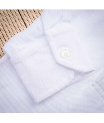 Polo manches longues piqué de coton blanc Jusqu'à 80% De Réduction