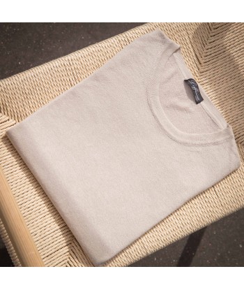 Pull col rond bleu beige ou a consommer sur place