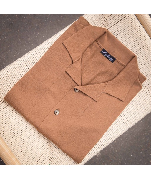 Chemise manches courtes col cubain camel la chaussure