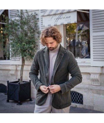 Veste en cachemire lavé vert kaki france