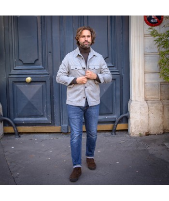 Sur-chemise en cachemire gris perle ouvre sa boutique