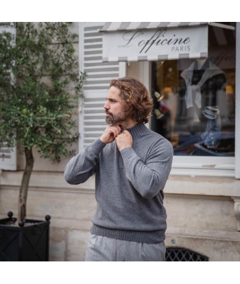 Pull col zip cachemire gris ouvre sa boutique