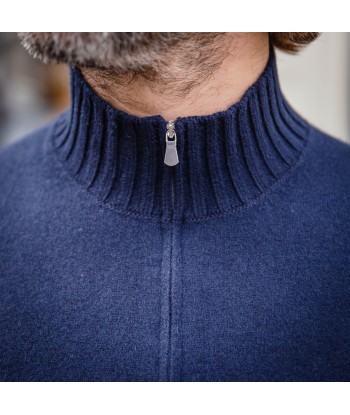 Pull col zip cachemire bleu marine Profitez des Offres !