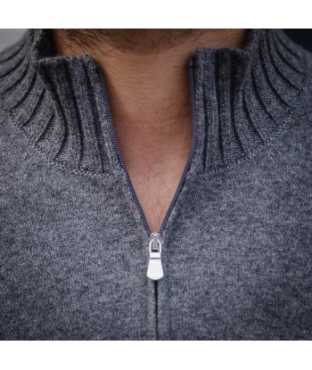 Pull col zip cachemire gris ouvre sa boutique