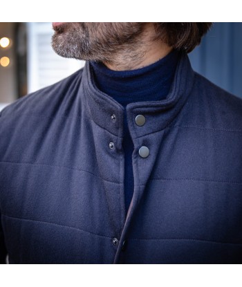 Blouson bi-matières cachemire bleu marine les muscles