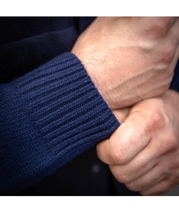 Blouson bi-matières cachemire bleu marine les muscles