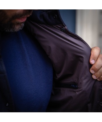 Blouson bi-matières cachemire bleu marine les muscles