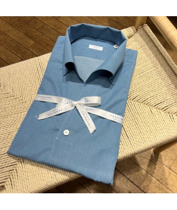 Chemise jean’s bleu clair col positano Comparez plus de prix