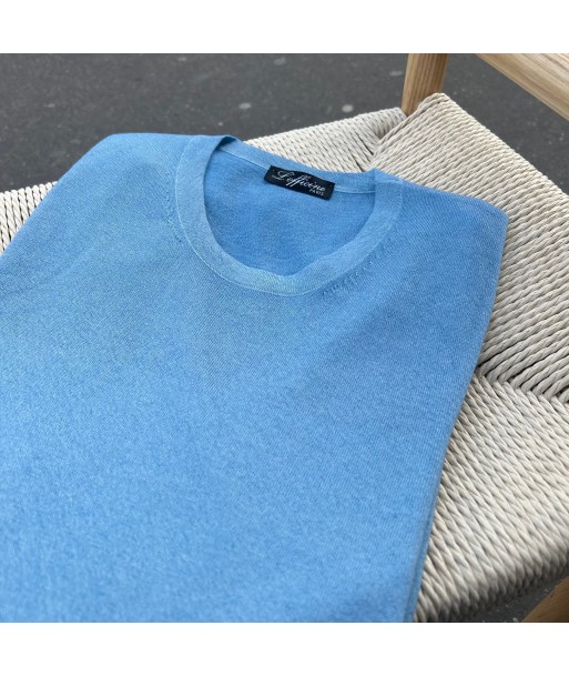 Pull col rond « nuvola » cachemire lavé bleu clair livraison gratuite