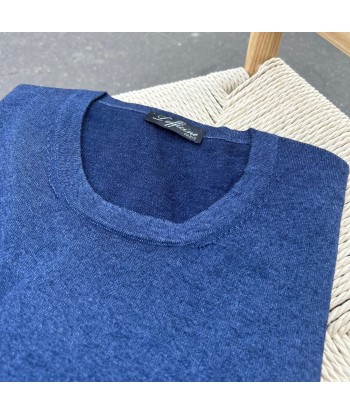 Pull col rond « nuvola » cachemire lavé bleu jean shop