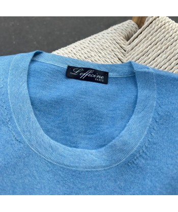 Pull col rond « nuvola » cachemire lavé bleu clair livraison gratuite