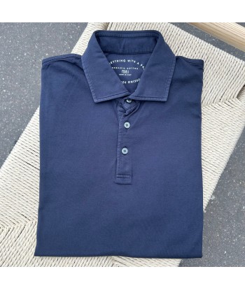 Polo manches longues jersey de “GIZA” bleu marine - FEDELI du meilleur 