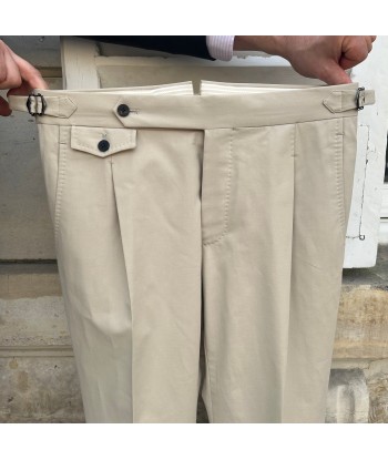 Pantalon napolitain Fregi coton stretch beige une grave pollution 