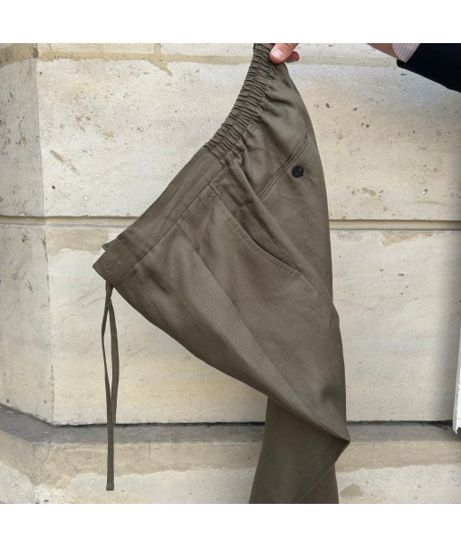 Pantalon napolitain joggpants vert kaki en lin Vous souhaitez 