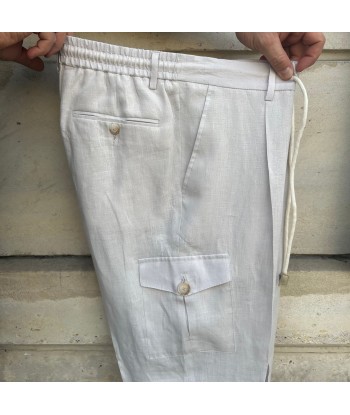 Pantalon joggpants cargo blanc écru en lin Vous souhaitez 