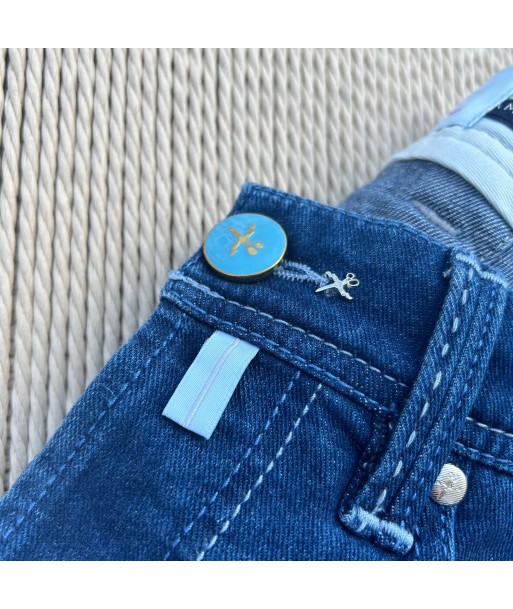 Jeans LEONARDO buttons bleu denim pas cher 