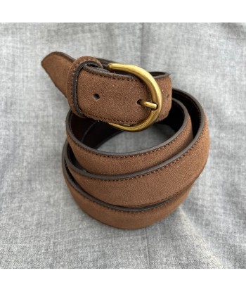 Ceinture « old fashion » veau velours marron soldes