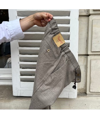 Pantalon « EVO » flanelle et cachemire stretch greige chez Cornerstreet bien 