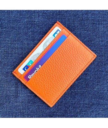 Porte-cartes orange cuir grainé 11 ouvre sa boutique