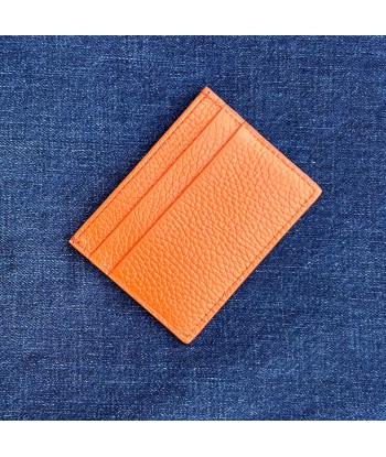 Porte-cartes orange cuir grainé 11 ouvre sa boutique