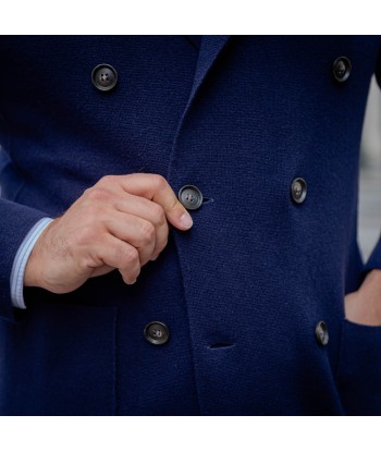 Veste en maille croisée bleu marine laine et cachemire ouvre sa boutique