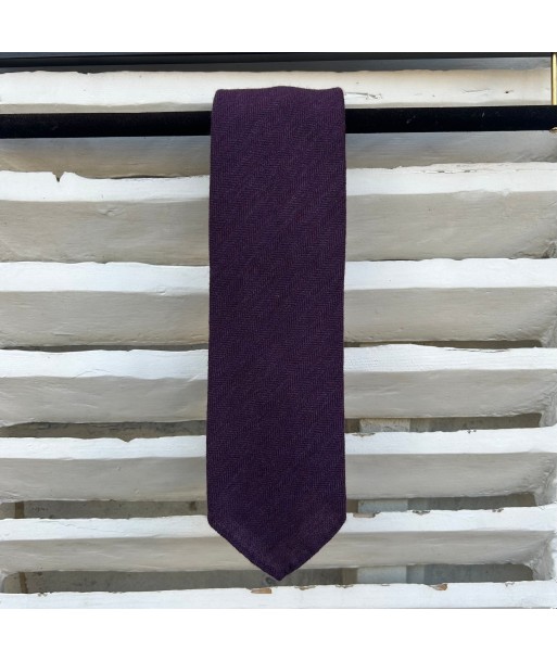 Cravate aubergine chevrons cachemire 99 store