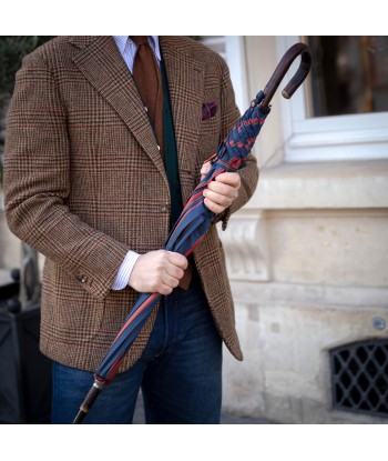 Parapluie bleu marine à rayures rouge et marron 2023