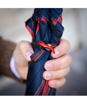 Parapluie bleu marine à rayures rouge et marron 2023