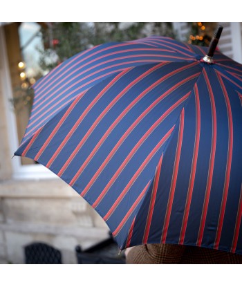 Parapluie bleu marine à rayures rouge et marron 2023