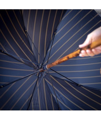 Parapluie bleu marine rayures jaunes de pas cher