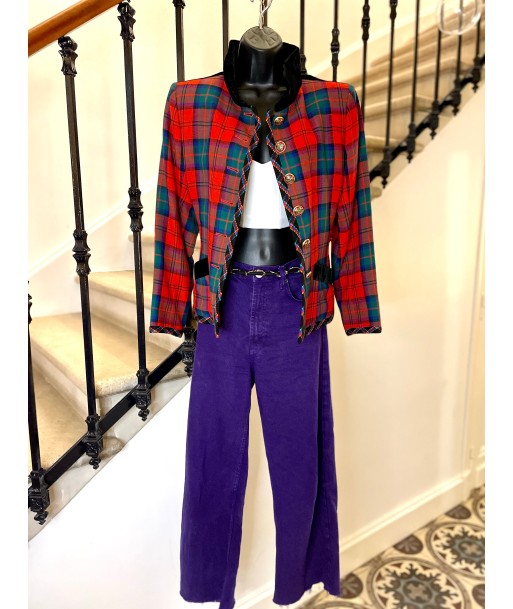 Veste tartan et velours store