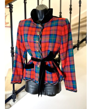 Veste tartan et velours store