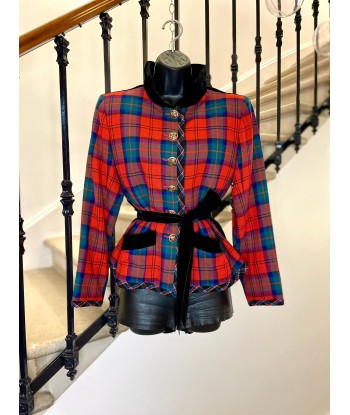 Veste tartan et velours store