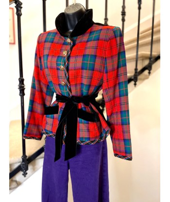 Veste tartan et velours store