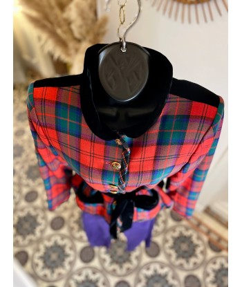 Veste tartan et velours store