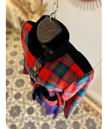 Veste tartan et velours store