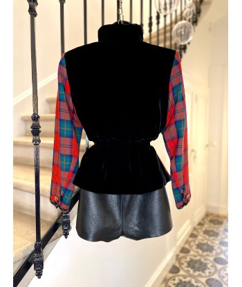 Veste tartan et velours store