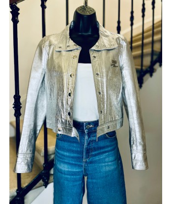 Blouson en cuir silver irisé acheter