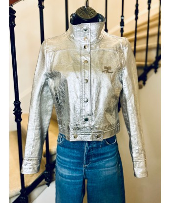 Blouson en cuir silver irisé acheter