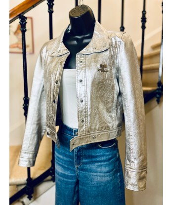 Blouson en cuir silver irisé acheter